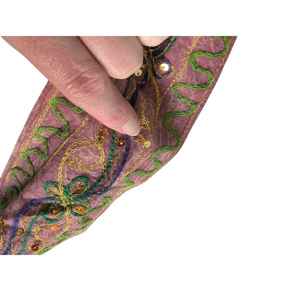 READ Boho Embroidered Peacock Crossbody Bag Red Floral Sequin Hippie Purse - Picture 3 of 10